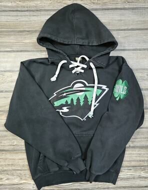 Minnesota Wild St Patricks Day Sz Med Hoodie Sweatshirt Signature Concepts Black